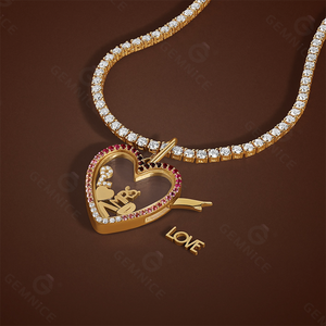 Gemnel circón corazón cristal encanto medallón 925 Plata personalizable colgante personalizado recuerdo joyería con cadena y dijes - Product Image 6