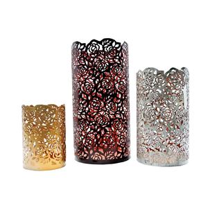 ชุดเชิงเทียนเฮอร์ริเคน2ชิ้นทำจากโลหะเหล็กทันสมัยสำหรับตกแต่งบ้าน - Product Image 2