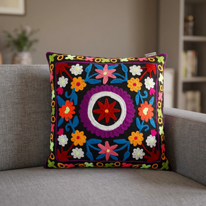 Luxe haute qualité carré Suzani brodé coton housse de coussin taies d'oreiller à la main Multi broderie décor à la maison - Product Image 2