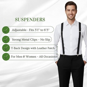 <span class=keywords><strong>Tirantes</strong></span> de Cuero con Diseño en Y, Color Sólido, para <span class=keywords><strong>Hombre</strong></span> y Mujer, Ajustables y Elásticos - Product Image 2