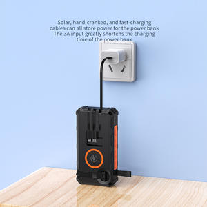 סוללת גיבוי ניידת אלחוטית מהירה 20000mAh עם טעינה סולארית, ידנית, Micro USB, עמידה במים, עם צג LED ופנס SOS - Product Image 6