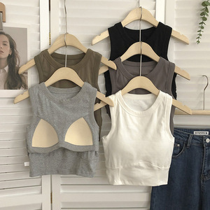 Women One-piece <strong>Bra</strong> Vest <strong>Seamless</strong> Underwear Sexy Push up <strong>Bras</strong> <strong>Tops</strong> Female Brassiere Lingerie <strong>Camisole</strong> with Chest Pad Cropped <strong>Top</strong> - Product Image 1