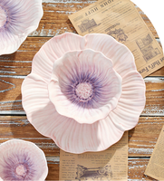 Ensemble de vaisselle en céramique pour la maison, design floral, assiettes à dessert, assiettes à dîner, bols à salade, bols à riz, bols à soupe, assiette à fruits, luxe