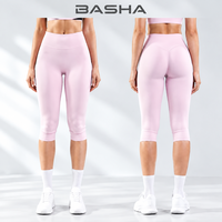 Leggings de yoga capri sans couture en nylon mat taille haute pour femme, pantalon de fitness mi-mollet pour l'entraînement