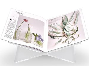 Supports de livres en acrylique transparent sur mesure en gros - Présentoirs à livres en acrylique à cadre croisé, supports ouverts <span class=keywords><strong>pour</strong></span> l'affichage - Product Image 1
