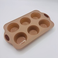 Moule à muffins rond en silicone 6 cavités avec cadre métallique renforcé et doubles poignées 30x16x4cm