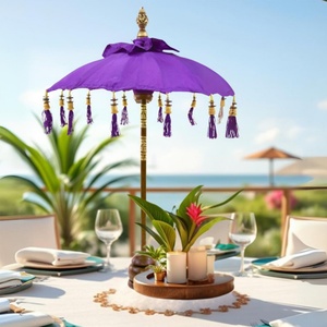 Handmade Royal Purple Iron <b>Frame</b> All-Season 8-Rib Beach Sunshade Bali Umbrella Manual Opening Free-Standing Outdoor Travel Table - Product Image 4