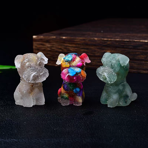 Cailloux en cristal naturel Petit chien en résine Articles de décoration et ornements Artisanat en résine - Product Image 5