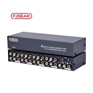 FJGEAR-Divisor av de fábrica, divisor de 8 puertos av, divisor de audio y vídeo, 1 en 8, salida y amplificador de señal