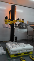 Machine d'ouverture automatique de sacs avec bras robotique, station de dépalettisation et de déballage de sacs, pour sacs de 25 à 100 kg, capacité de 80 à 120 sacs/h