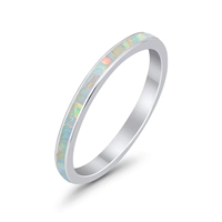 Bague de fiançailles et de mariage en or plaqué 18 carats avec opale de feu bleue/blanche, entièrement sertie