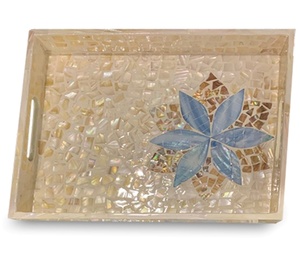 Revêtement de mosaïque florale de luxe, fait à la main, coquille de revêtement incrustée de mère de perle, comptoir du Vietnam, 1 pièce - Product Image 1
