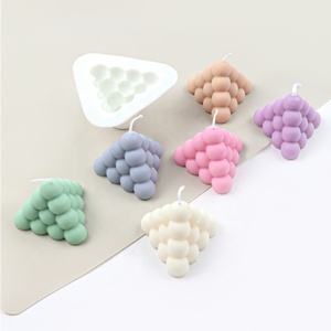 Moule à bougie en silicone à trou unique pour la décoration de la maison, 1/2/3 pièces, cube circulaire aromatique, pyramide, moule à cire d'injection - Product Image 2