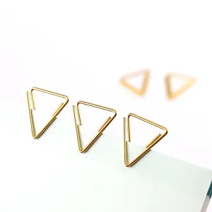 Clip de papel para oficina, de 20mm alambre de acero, pequeño, elegante, triangular, dorado