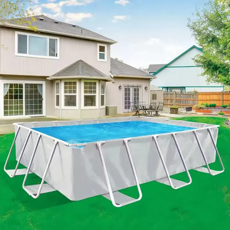 Piscine extérieure personnalisée de grande taille 300*175*71cm facile à installer piscine rectangulaire à cadre hors sol en acier et métal nouvelle collection