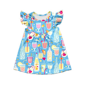 Robe pour petite fille en soie de lait, robe à volants sans manches imprimée, robe décontractée d'été pour enfants en tissu de lait doux - Product Image 1