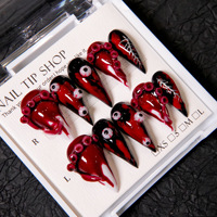 Autocollants pour ongles Bloody Mary de style européen et américain pour Halloween, autocollants pour ongles français en ABS pressés à la main pour les doigts