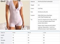 QINSI personnalisé imprimé fleuri combinaison manches courtes Sexy minceur body col en V boutons chemise de nuit tricoté femmes pyjamas