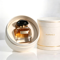 Échantillons Gratuits – Nouveau Design Bouteille de Parfum en Verre Rose Doré 50ml à Fond Épais Rond avec Bouchon Pompe Transparent et Emballage Cosmétique avec Couvercle