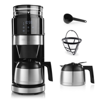 Cafetera Programable de Acero Inoxidable con Molinillo Integrado, Jarra Térmica, Temporizador Digital y Ajustes de Goteo
