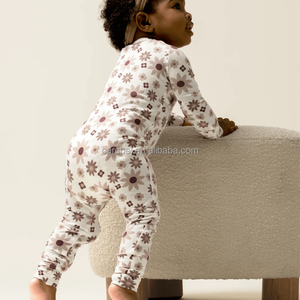 Pijama convertible <span class=keywords><strong>de</strong></span> bambú para bebé, Sleepy Snuggles, con puños plegables, cálido, con cremallera, camisón esencial, estampado floral personalizado, ropa <span class=keywords><strong>de</strong></span> dormir - Product Image 3