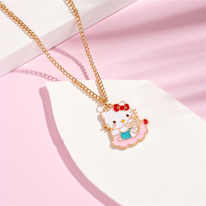 Dropshipping joyería de acero inoxidable Kate gato collar dibujos animados niños joyería conjunto para mujeres niñas regalo de Navidad - Product Image 4