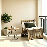 Canapé d'extérieur moderne en rotin pour balcon, villa, jardin, cour, hôtel, parc et terrasse - Cadre en aluminium résistant à la rouille/à l'eau