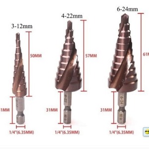 Yili Hardware Metric <b>Step</b> <b>Drill</b> Bits 3-12mm 4-22mm 6-24mm Hex Shank TiCN Coated For Steel Drilling - Product Image 1