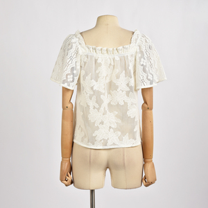 Tops de manga acampanada nuevos productos más vendidos tops de encaje de algodón para mujer - Product Image 1