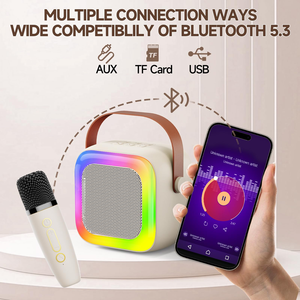 เครื่องคาราโอเกะพกพาพร้อมไฟ RGB และซับวูฟเฟอร์ รองรับหลายโหมดการเชื่อมต่อ ไมโครโฟนในตัว - Product Image 4