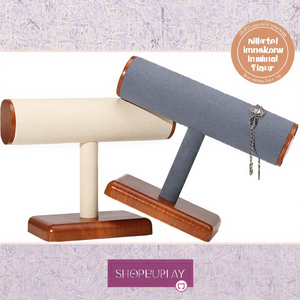 Présentoir à bijoux Jinsky, organisateur de bijoux, présentoir à colliers en T, plateaux de présentation, base en bois, taille personnalisée - Product Image 3