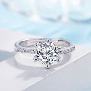 Anillos De Pareja Platinum Plated Moissanite Engagement <b>Rings</b> for Women Wedding Lover <b>Ring</b> Full Zircon <b>Adjustable</b> Open <b>Ring</b> - Product Image 5