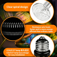 Émetteur de chaleur en céramique sans lumière pour reptiles, lampe chauffante pour lézards, serpents, geckos, ne gêne pas le cycle de sommeil, ampoule chauffante pour reptiles