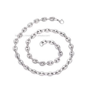 Cadena de 7 mm con diseño de nariz de cerdo, joyería hip hop con cadena de acero inoxidable, cadena cubana de grano de café, collar de moda Tanjing Lijing - Product Image 5