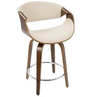 Mid-Century Modern Hoher Barhocker Gepolsterter Drehbarer Schwarzer Barhocker Holz Barhocker für Küche Bars Café