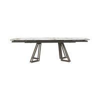 Usine chinoise vend personnalisé moderne léger luxe pieds métalliques verre trempé mobilier de salle à manger de table 4 places