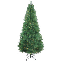 Décoration d'intérieur Arbre de Noël artificiel en PVC vert prééclairé blanc chaud pour la décoration extérieure