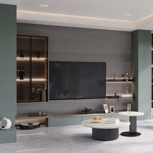 Meuble TV en bois au design moderne et élégant, avec éclairage LED, compartiments de rangement spacieux, idéal pour les appartements, les hôtels et les salons. - Product Image 3