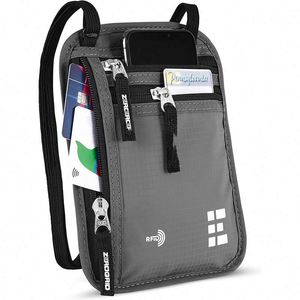 Muestra Gratuita, Organizador de Documentos de Viaje RFID de Fábrica OEM, Cartera de Nailon para Pasaporte con Correa de Muñeca Extraíble - Product Image 1