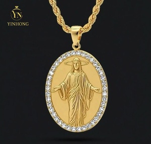 México joyería de moda S925 joyería de plata Rhinestone Cz bendito Santo granizo Virgen María colgante collares - Product Image 6