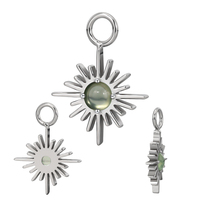 Nouvelle boucle d'oreille ASTM F136 titane soleil avec centre en pierre naturelle avec joint torique Piercing bijoux de corps