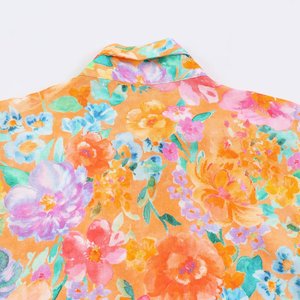 Camisa de Playa Personalizada 2026 para Mujer, Manga Corta, con Lazo, Blusa de Resort, OEM/ODM por Fábrica China, Top Casual Estampado Vintage - Product Image 4