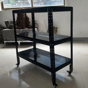 Adjustable Metal Storage <b>Rack</b> With Casters Rectangle <b>Shelf</b> For Garage Standing Type Carbon Steel - Product Image 1