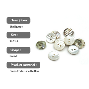 Botones Redondos de Concha de Nácar Natural con Rayas Curvas <span class=keywords><strong>Shinen</strong></span>, 2 Agujeros, para Ropa - Product Image 3