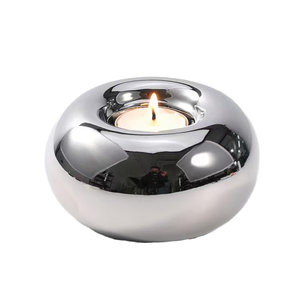 WINBY Luxury Silver Donut Shape Handmade Eco-Friendly Ceramic Tea Light Holder for Home Decoration Valentine's Day - Product Image 1