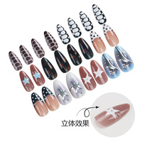 Faux ongles à presser de styles variés, motifs écaille de tortue, étoiles et pois, style doux et cool pour Y2K, festivals de musique, streetwear