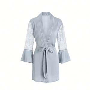 <span class=keywords><strong>Robe</strong></span> de nuit sexy en soie glacée, veste de peignoir dos nu - Product Image 2