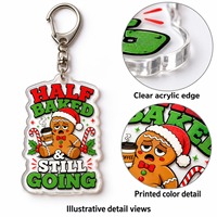 Set Gantungan Kunci Akrilik Natal Kustom 6 Buah, Aksesoris Santa, Manusia Salju, dan Pohon Natal yang Lucu, Grosir