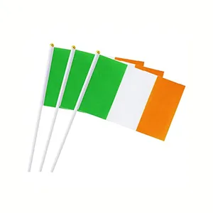 Wholesale world soccer custom polyester printed national Ireland Irish hand held waving flag