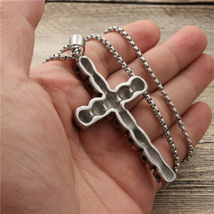yunnique Skull <b>Cross</b> Pendant Necklace Stainless Steel Unisex Fashion Jewelry Gift - Product Image 4